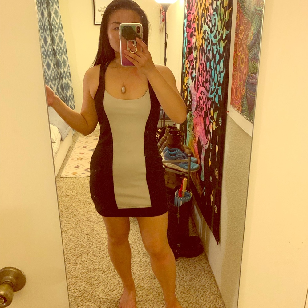 Tight black and white dress